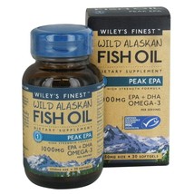 Wiley&#39;s Finest Wild Alaskan Fish Oil 1000mg EPA + DHA Peak EPA, 30 Softgels - £19.13 GBP