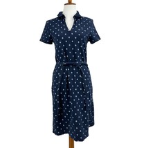 Tommy Hilfiger dress medium knit shirt dress navy blue polka dot short s... - $25.74