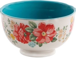 Set of Four (4) Pioneer Woman ~ Vintage Floral Teal ~ 6&quot; ~ Stoneware Bowls - £29.34 GBP