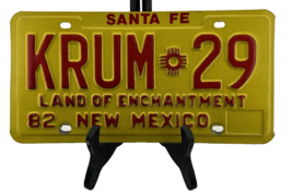1982 Santa Fe New Mexico Yellow &amp; Red License Plate Land Of Enchantment ... - $39.59