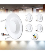 4-Pk 5&quot;/6&quot; Selectable Color 5CCT 2K-5K LED Recessed Retrofit Dimmable Ca... - $24.95