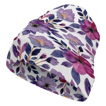 Mondxflaur Purple Floral Winter Beanie Hats Warm Men Women Knit Caps for... - £15.13 GBP