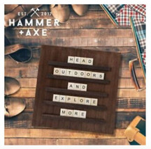 New Hammer + Axe 120 pc Tile Message Board Wooden Alphabet Letter Pieces Rustic - £18.20 GBP