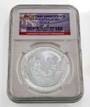 2011-P Australie S$1 Koala Un Des Premiers 20,000 NGC MS69 Avec Poche - $1,291.06 MXN