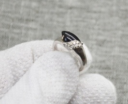 Beautiful vintage silver ring with onyx gemstone - £14.32 GBP