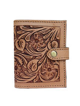 Western Women's Floral Tooled Leather Slim Bifold Credit Card Holder Wallet - $26.72