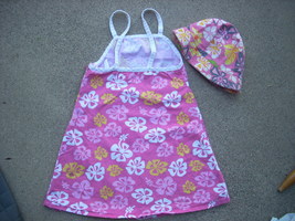 girls sundress and hat Barbie flowers pink size 5 - £8.83 GBP