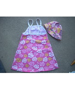 girls sundress and hat Barbie flowers pink size 5 - €9,57 EUR