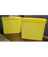 Set of 2 Vintage Tupperware Rectangle Yellow Storage Containers 5"x4" Wi... - $14.99