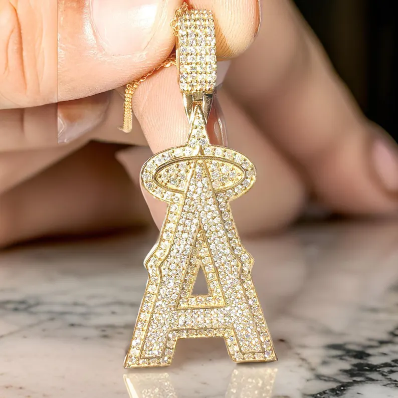  2Ct Diamond Lab-Created Fully Iced Out Initial A Pendant 14K Yellow Gol... - $159.99