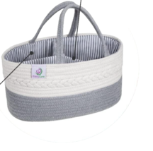 Diaper Caddy Organizer for Baby Nursery Basket with Handle Gray/White NEW - £25.43 GBP