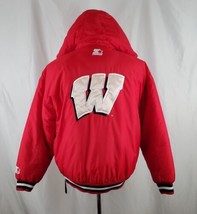Wisconsin Badgers Starter Jacket Coat Medium Pullover Hooded Pocket Embr... - £53.55 GBP