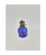 Vintage Miniature Cobalt Blue Glass Oil Lamp, Round Wick, Made in Hong Kong - $18.00