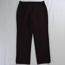 Women&#39;s J.Jill Medium Petite Red Check Plaid Ponte Slim Leg Pull On Dress Pants - £19.76 GBP