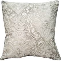 Leone Damask Cloud Gray Throw Pillow 21x21, with Polyfill Insert - £48.15 GBP