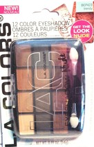 LA Colors Powder Eyeshadow &amp; Applicator Brush 12 Trendy Shades - $8.86