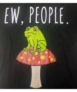 Ew, People Frog On Mushroom Retro Funny Gift Men&#39;s Black T-Shirt Tee Large  - £12.91 GBP