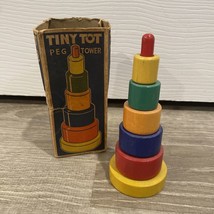 Vintage 1930s Jaymar Tiny Tot Peg Tower Wooden Toy with Original Box - $199.65