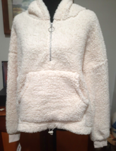 NWT Womens Blush Sherpa Pullover Jacket Hoodie Kangaroo Pocket 1/4Zip Love Tree - £20.14 GBP