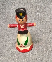 Vintage Wood Toy Soldier on Bell w Holly &amp; Berries - £2.66 GBP