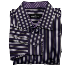 BUGATCHI Shirt Mens    Classic Fit Long Sleeve Purple Stripe Cotton - £17.59 GBP