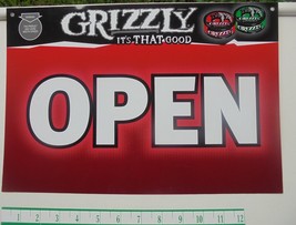 LARGE GRIZZLY SNUFF OPEN/CLOSED  SIGN PLASTIC APPROX. 14 BY 9.5&quot; - £7.58 GBP