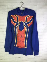 Marvel Avengers Iron Spider Logo Long Sleeve T-Shirt With Hoodie Men&#39;s Size S - £19.50 GBP