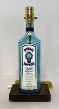 Bombay Sapphire Gin Liquor Bar Bottle TABLE LAMP Lounge Light w/ Wood Base - £41.51 GBP