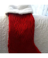 Knitted Red Christmas Stocking With Tiny Mitts And Fur Top - $11.83