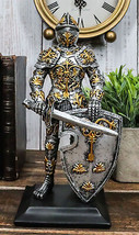 Medieval Swordsman Roccoco Italian Knight Figurine 8&quot; Suit of Armor Coat Of Arms - £29.56 GBP