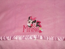 Disney Baby Minnie Mouse Pink Satin Polka Dot Trim Baby Lovey Security Blanket - £39.41 GBP