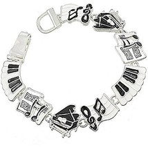 Cfg Online Magnet Function bracelet-PAINTED Black And White Music Theme Bracelet - £7.89 GBP