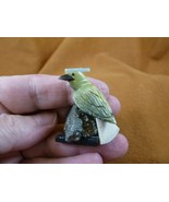 (Y-BIR-CA-454) Cardinal green blue bird gemstone STONE carving Peru card... - $12.99