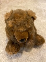 Vintage Russ Berrie Great Grizzly Bear 16&quot; Long Brown Fuzzy Soft Plush Toy - £25.60 GBP