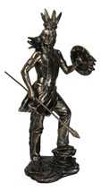 Catskill Mountain Mohican Indian Tribal Warrior Holding Spear Shield Fig... - $36.99