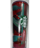 Starbucks Christmas Holiday Red Pine Cone &amp; Holly Clear Cold Cup Tumbler... - $22.78 CAD