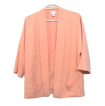 Chicos 0 SILKY Peach Orange Pink Open Cardigan Jacket 6 Women Blouse Sle... - £14.20 GBP