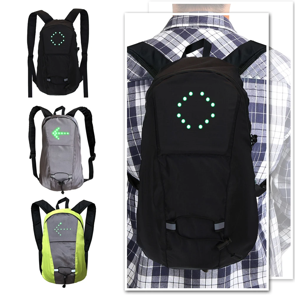 Sporting 15L Bicycle Backpack with LED Turn Signal Light Cycling Bag Travel Back - £40.79 GBP