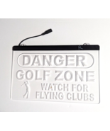Danger Golf Zone LED Neon Sign Beware of Flying Clubs Red Letters Golfer... - $721.58 MXN