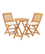 3 Pieces Acacia Wood Patio Folding Bistro Set with Soft Cushions-Beige -... - $3,082.19 MXN