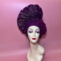 Ready To Wear Scarf Turban Cap Fashion Aso Oke Auto Gele Fabric Headtie Hats New - £48.18 GBP