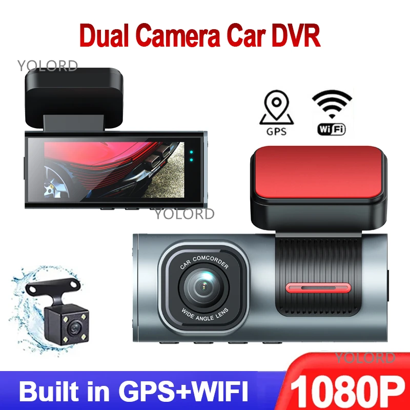 New 1080P Car Dvr Dual Lens Camera Dash Cam Built In Gps Wifi Front +Rear - £56.71 GBP+