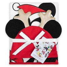 Disney Baby Mickey Mouse Christmas Holiday Nursery Blanket &amp; Hat Cap Photo Set - £14.00 GBP