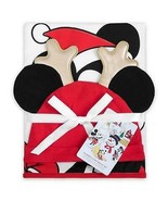 DISNEY BABY MICKEY MOUSE CHRISTMAS HOLIDAY NURSERY BLANKET &amp; HAT CAP PHO... - £13.92 GBP