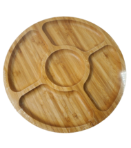 Round Wooden Divided Serving Platter Food Tray - £27.79 GBP