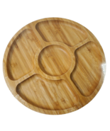 Round Wooden Divided Serving Platter Food Tray - $34.66