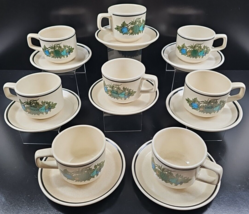 8 Lenox Fall Bounty Cups Saucers Set Vintage Fruit Temper Ware Retro Dishes Lot - £62.31 GBP