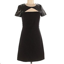 DKNY Black Sheath Dress w Faux Leather Cutouts Size 0 - £29.61 GBP