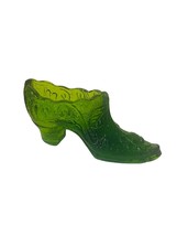 Fenton Art Glass Shoe Figurine Secret Slipper Boot Heel Emerald Green Lime leaf - £31.01 GBP