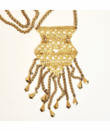 Stella and Dot Vintage Gold Colored XL Pendant Mini Bib Necklace Costume... - €26,53 EUR